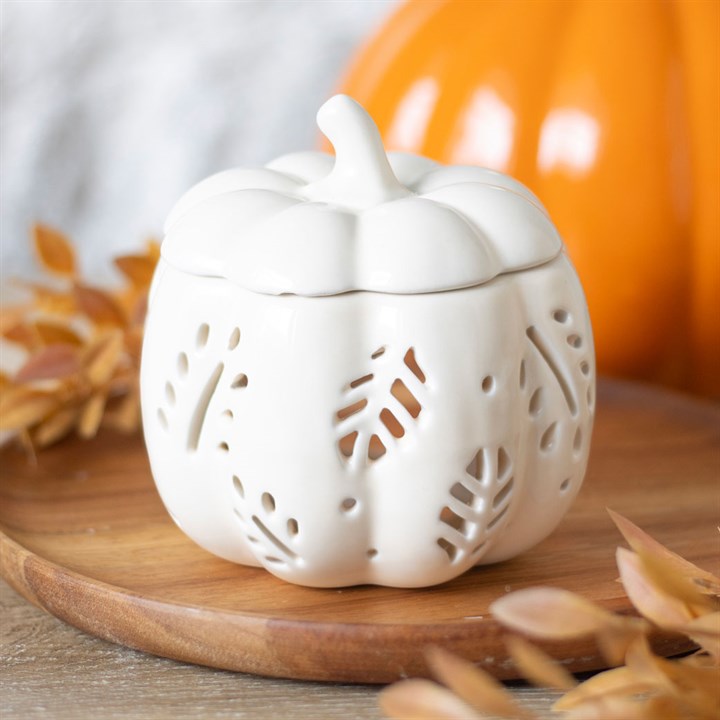 Off White Autumn Leaves Pumpkin Oil Burner