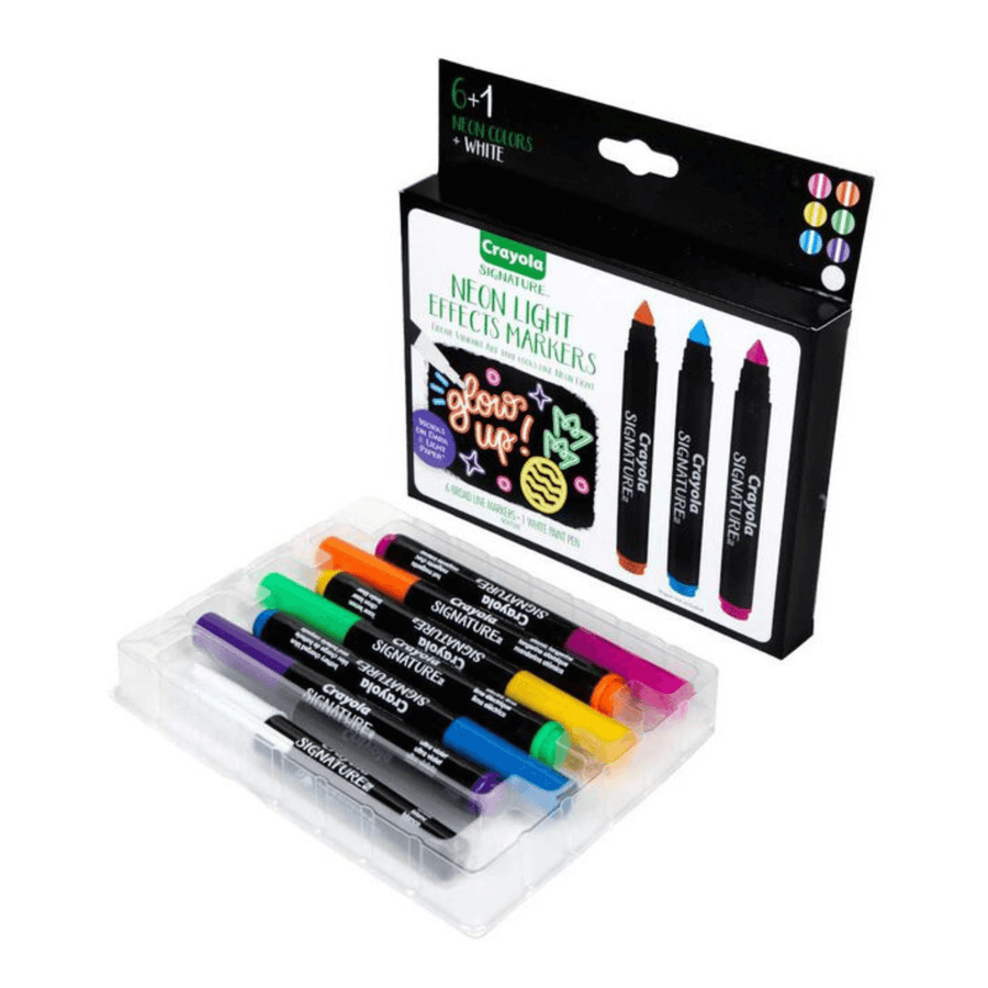 Crayola Signature Neon Light Effects Markers 6 Colours Art