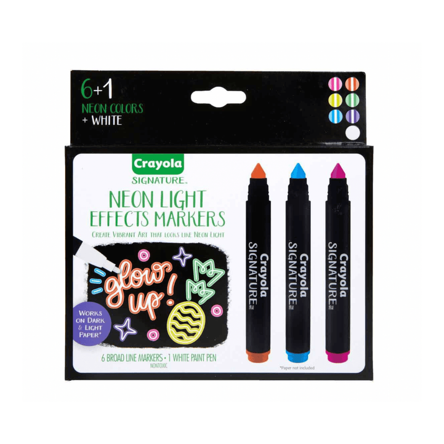 Crayola Signature Neon Light Effects Markers 6 Colours Art