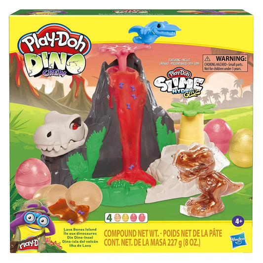 Play-Doh Slime Lava Bones Island Dino Crew Playset 4 Egg Tubs