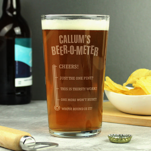 Personalised Beer-O-Meter Pint Glass