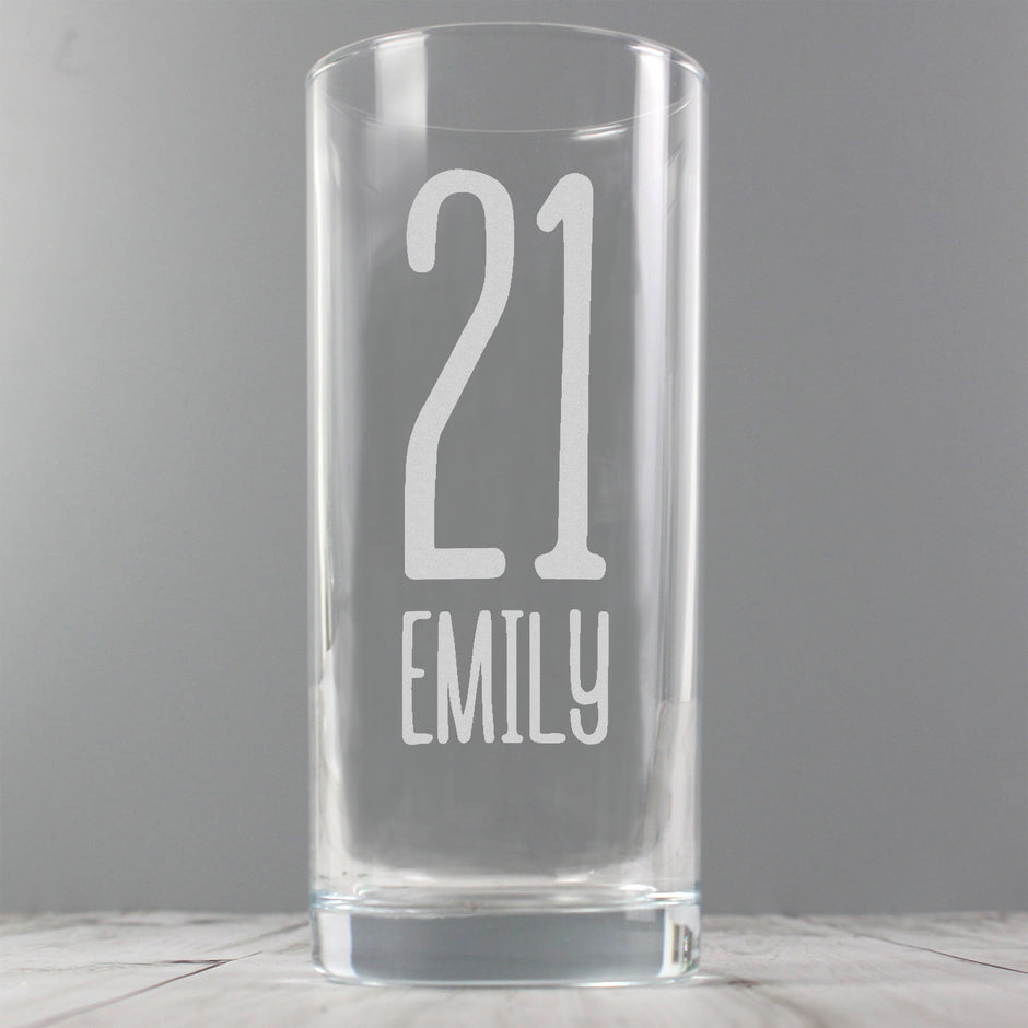 Personalised Big Age Hi Ball Glass