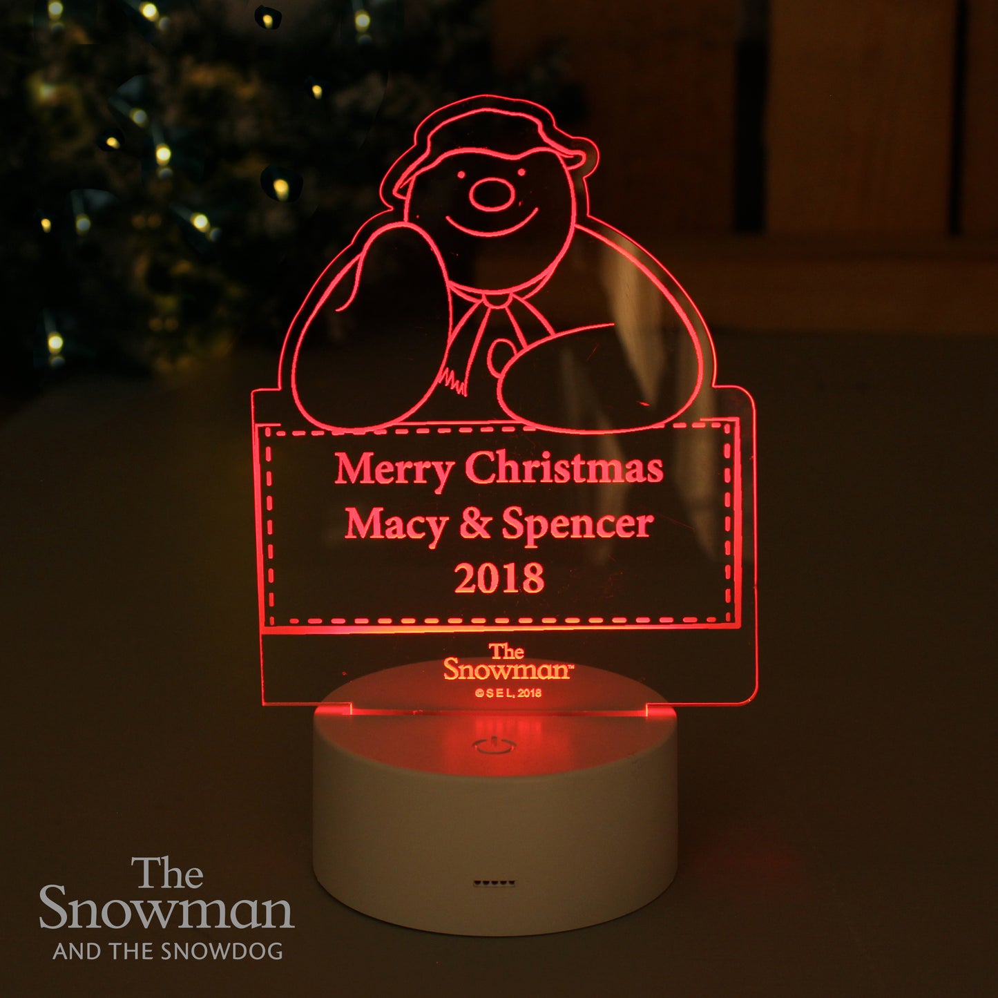 Personalised The Snowman LED Colour Changing Decoration & Night Light