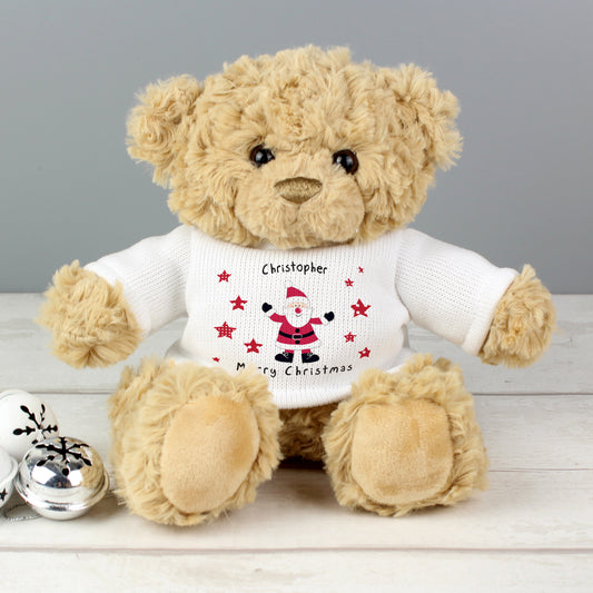 Personalised Spotty Santa Teddy Bear