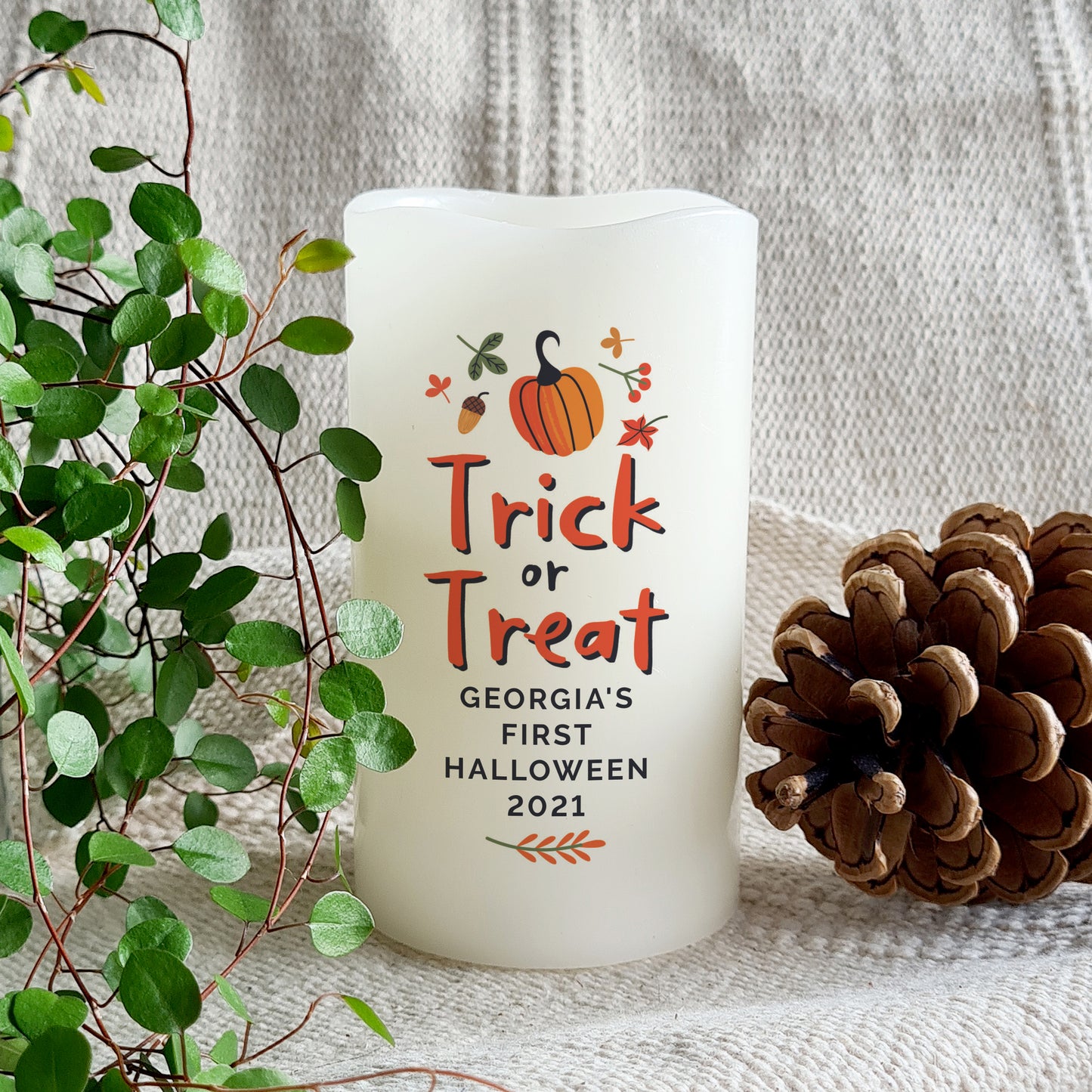 Personalised Trick or Treat LED Candle