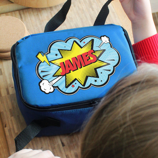 Personalised Superhero Blue Lunch Bag