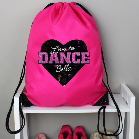 Personalised 'Live to Dance' Drawstring Bag