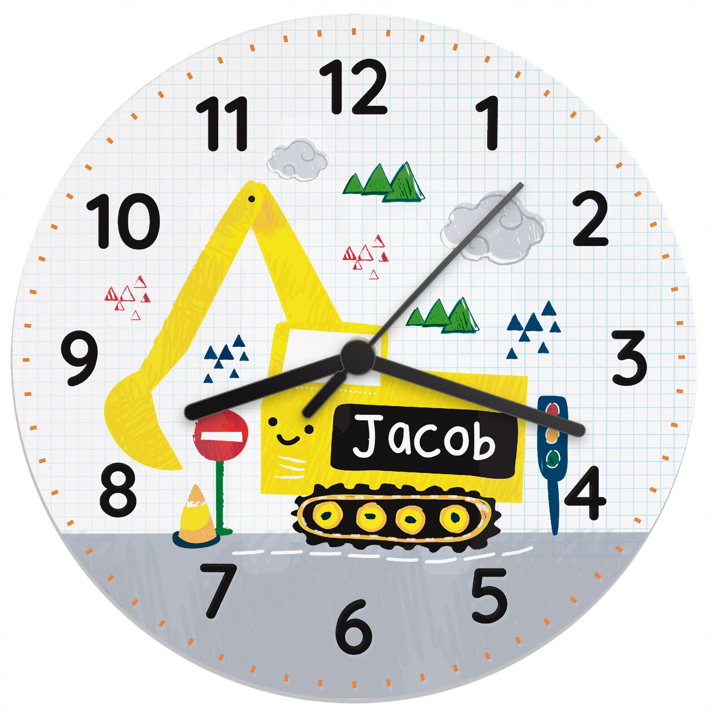 Personalised Digger Wooden Clock