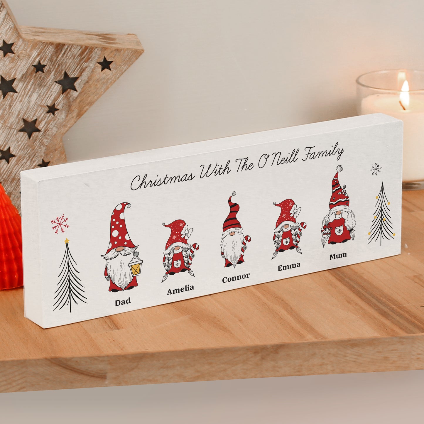 Personalised Gonk Family Mantle Christmas Decoration