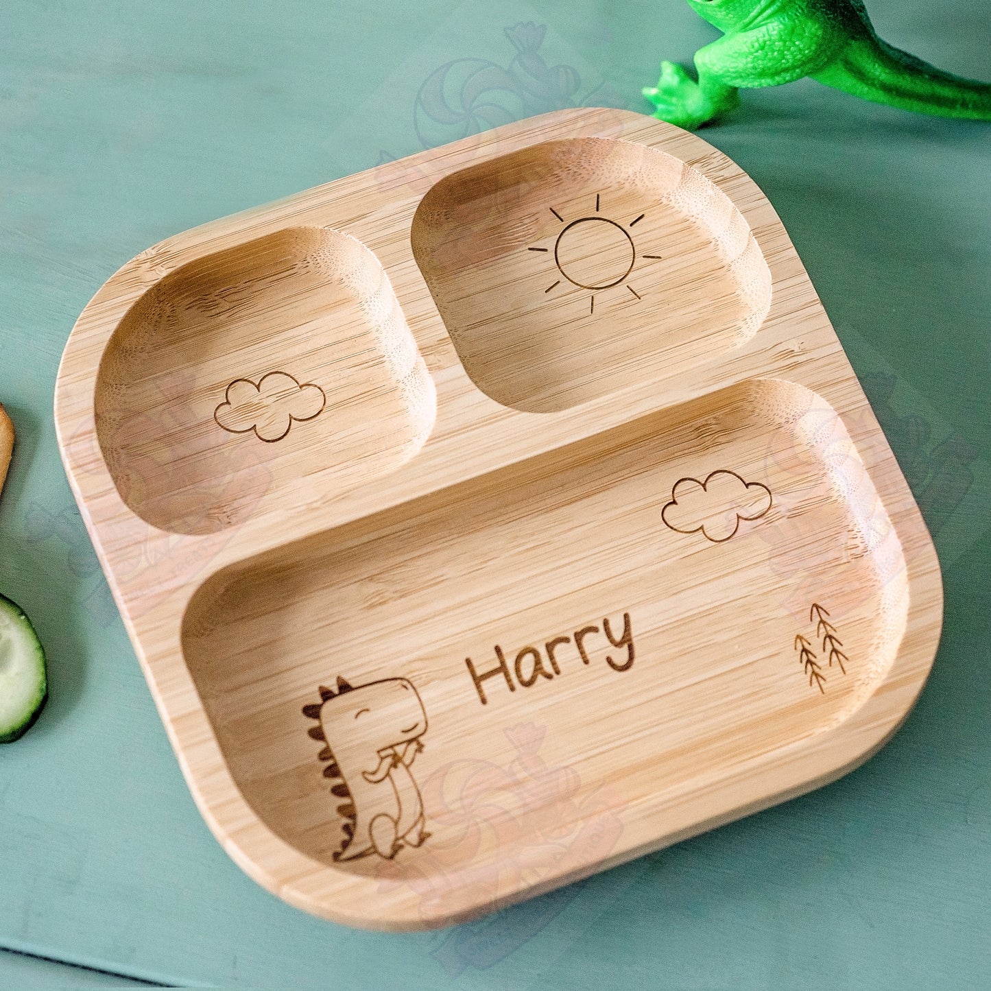 Personalised Dinosaur Bamboo Suction Plate