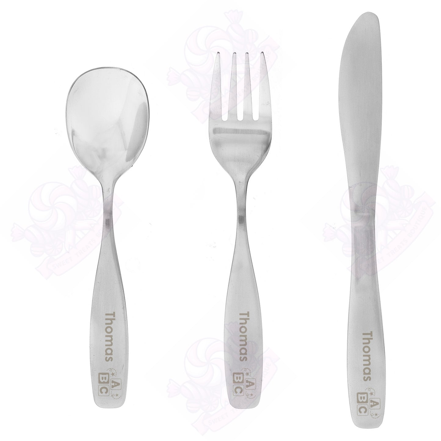 Personalised 3 Piece ABC Cutlery Set