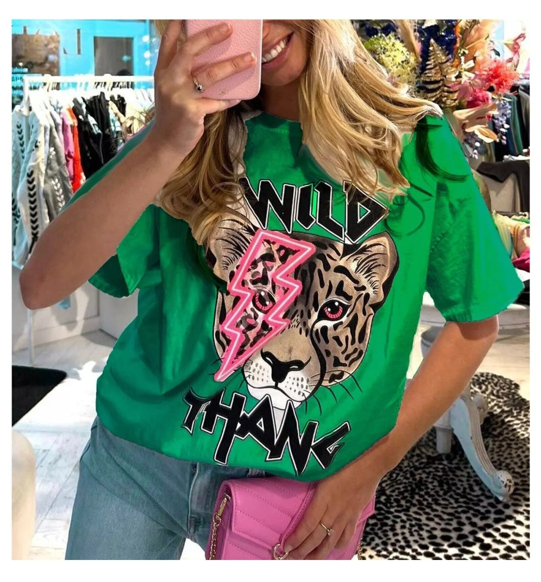 Wild Tiger Graphic Print T-Shirt