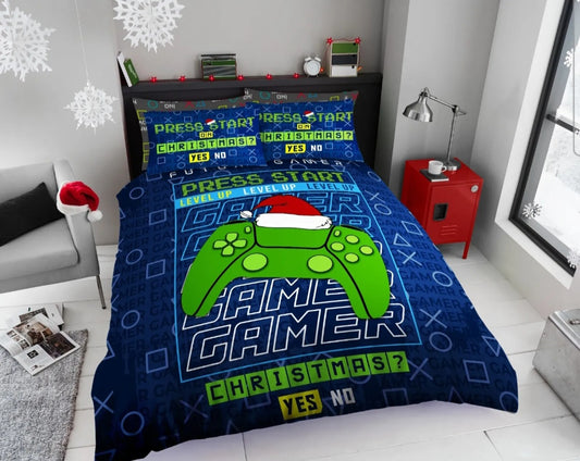 Christmas Reversible Gaming Duvet Set, Double