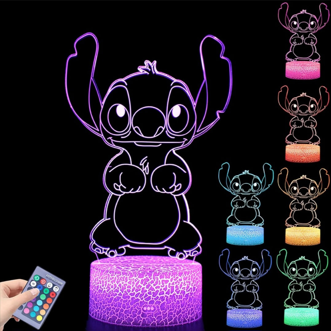 Stitch 3D Illusion Night Light With Remote