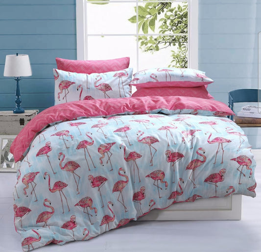 Flamingo Stripe Duvet Cover Set