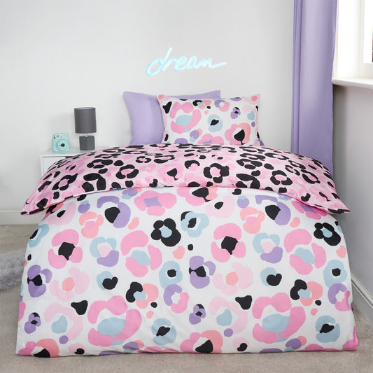 Reversible Leopard Print Duvet Set - Single