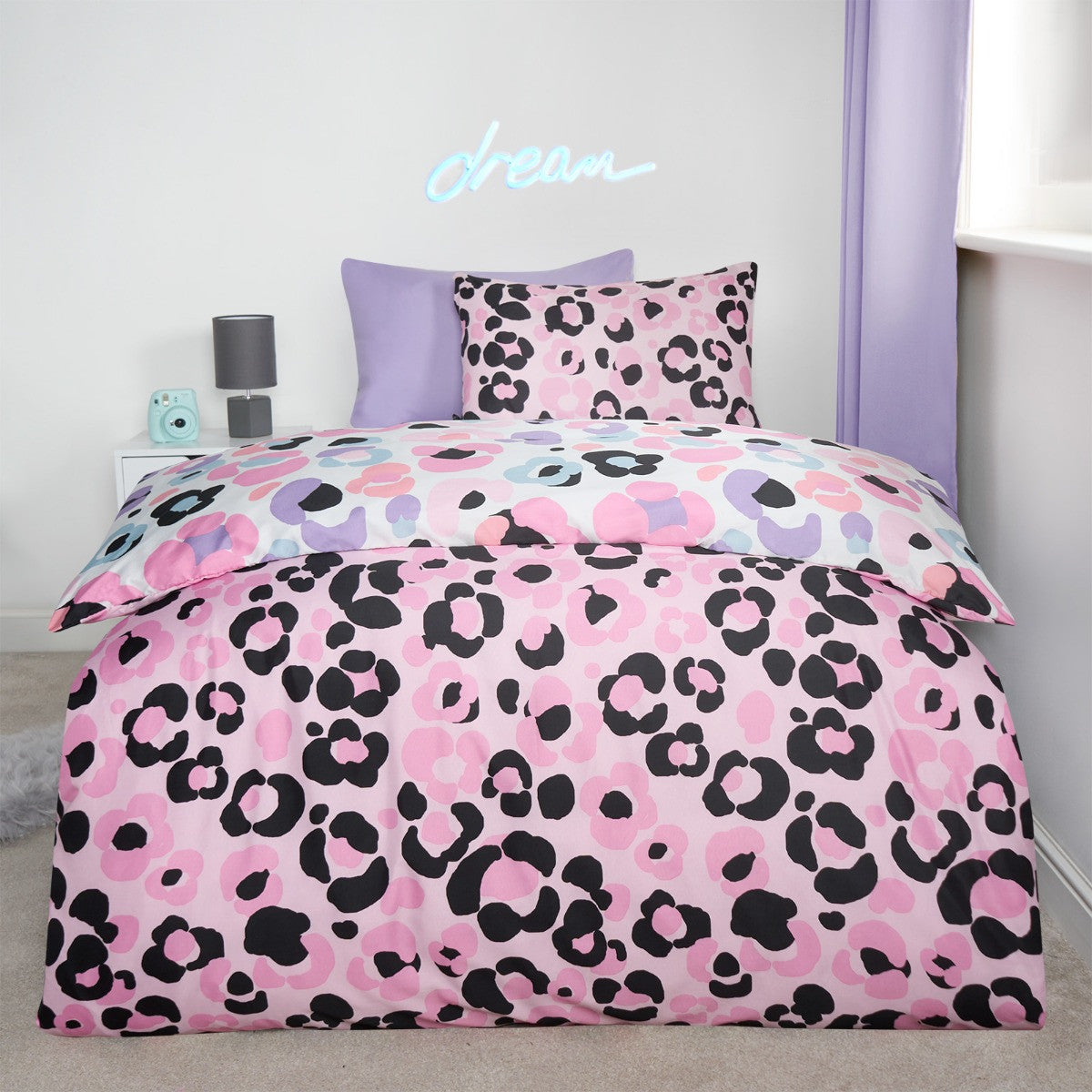 Reversible Leopard Print Duvet Set - Single