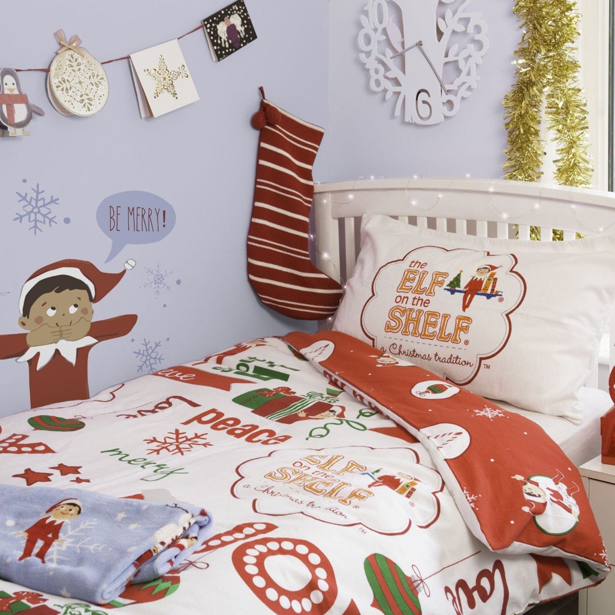 Single, Elf On The Shelf A Christmas Tradition Reversible Duvet Cover Set - Orange