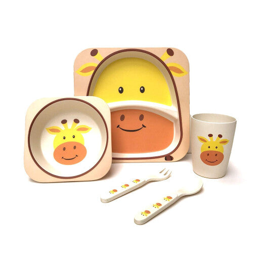 Children's 5 Piece Bamboo Giraffe Dinner Set