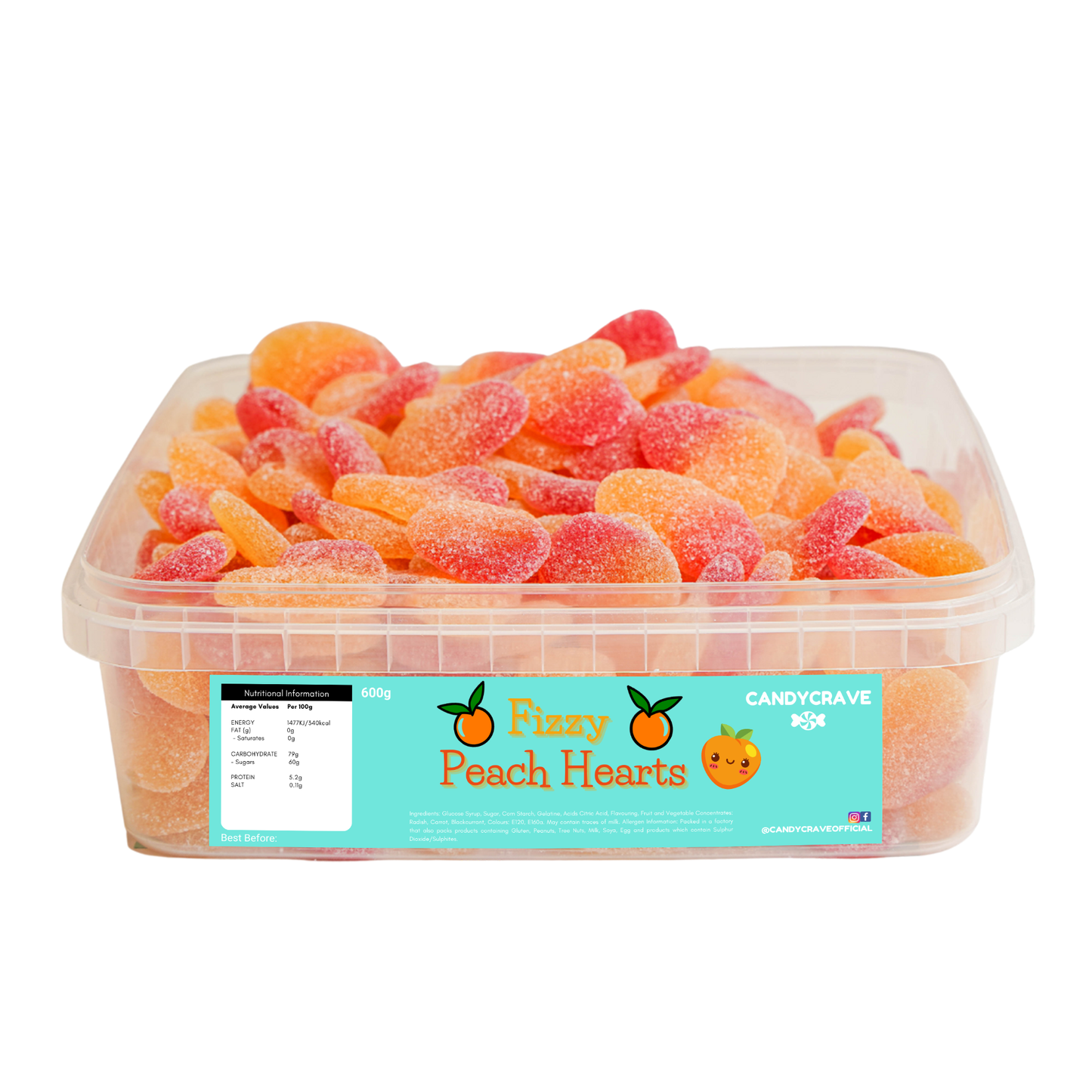 Fizzy Peach Hearts 600G