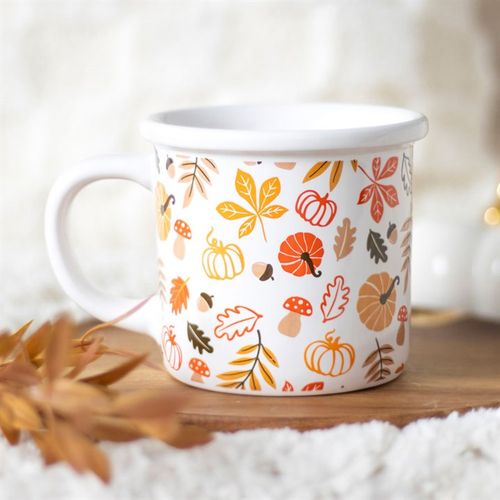 Autumn Leaves and Pumpkins Chunky Mug