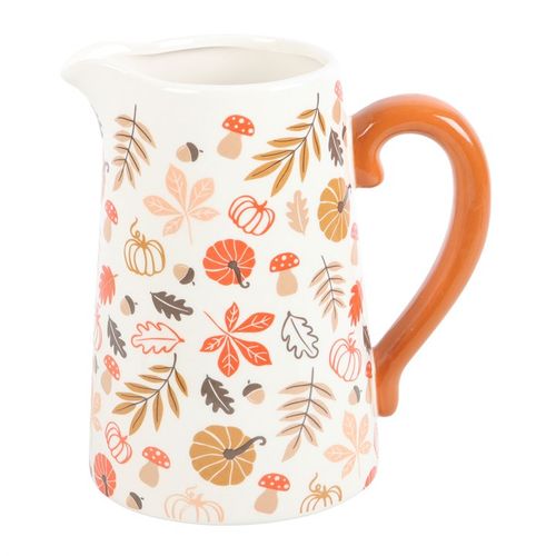 Autumn Leaves & Pumpkins Ceramic Flower Jug