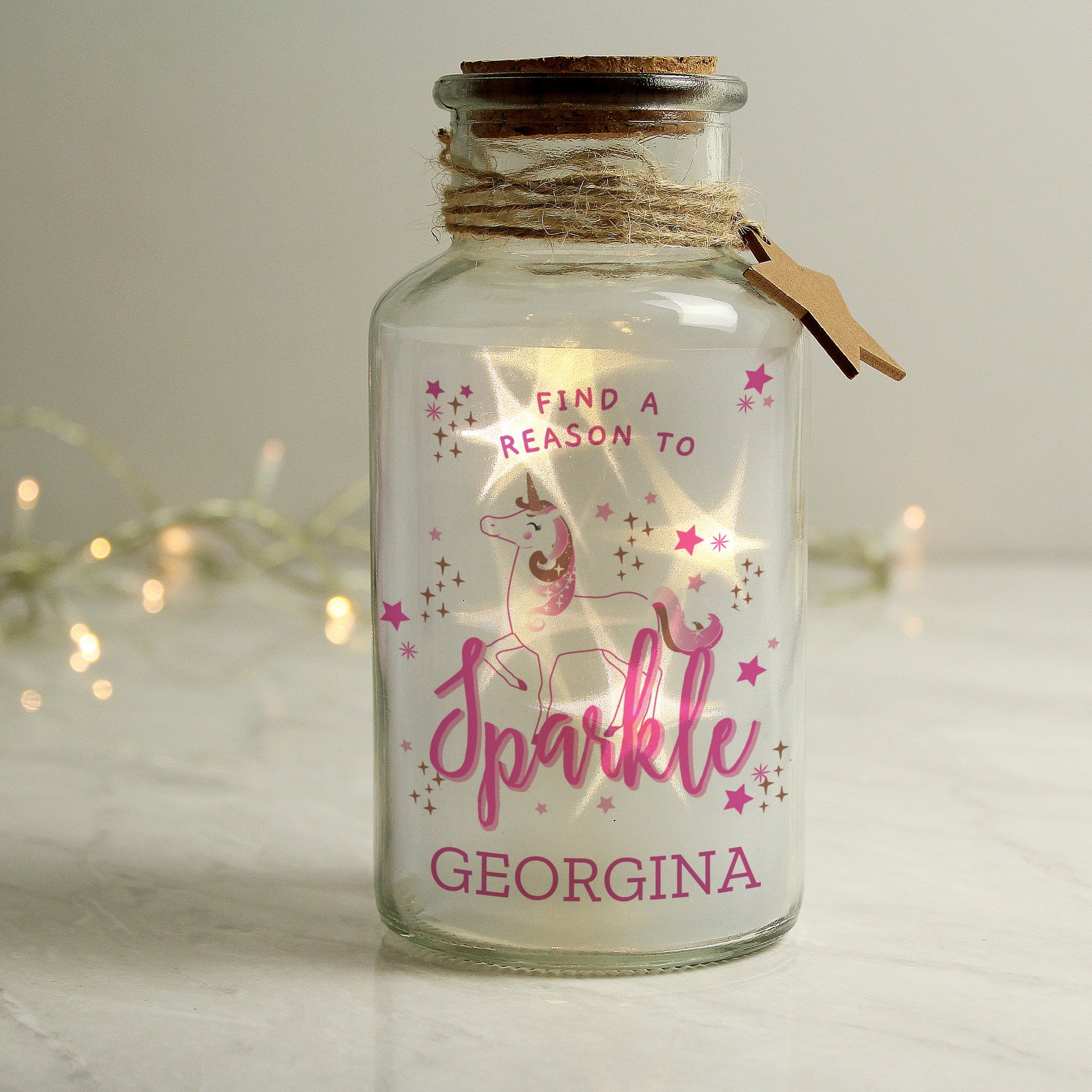 Personalised Unicorn LED Glass Jar - Elegant Casa