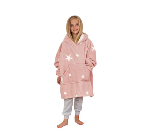 Star Print Fleece Hoodie - Elegant Casa